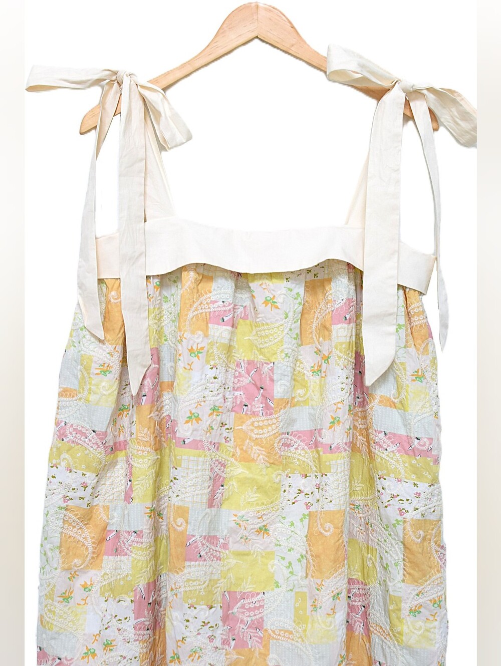 NWT Aureum Hamptons Patchwork Quilt Floral Embroidered Midi Dress Sz S Boho - Picture 3 of 12